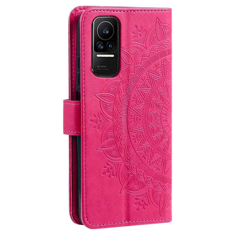 Cover per telefono in pelle con motivo mandala floreale stampato per Xiaomi 13 Lite / Civi 2 5G, custodia portafoglio con supporto e cinturino - Rosa