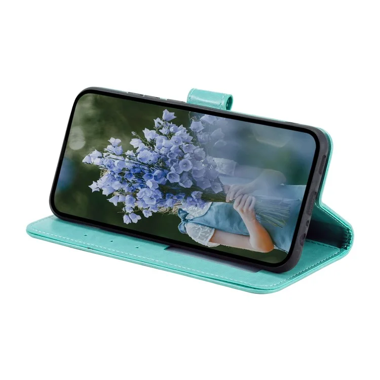 Étui en cuir pour Motorola Moto G13 4G / G23 4G, motif mandala en fleur imprimé, étui portefeuille avec support et sangle - vert