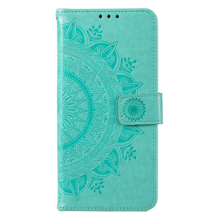 Para Motorola Moto G72 4G Capa de Telefone à Prova de Choque Impresso Padrão de Flor de Mandala Suporte de Telefone Carteira - Verde