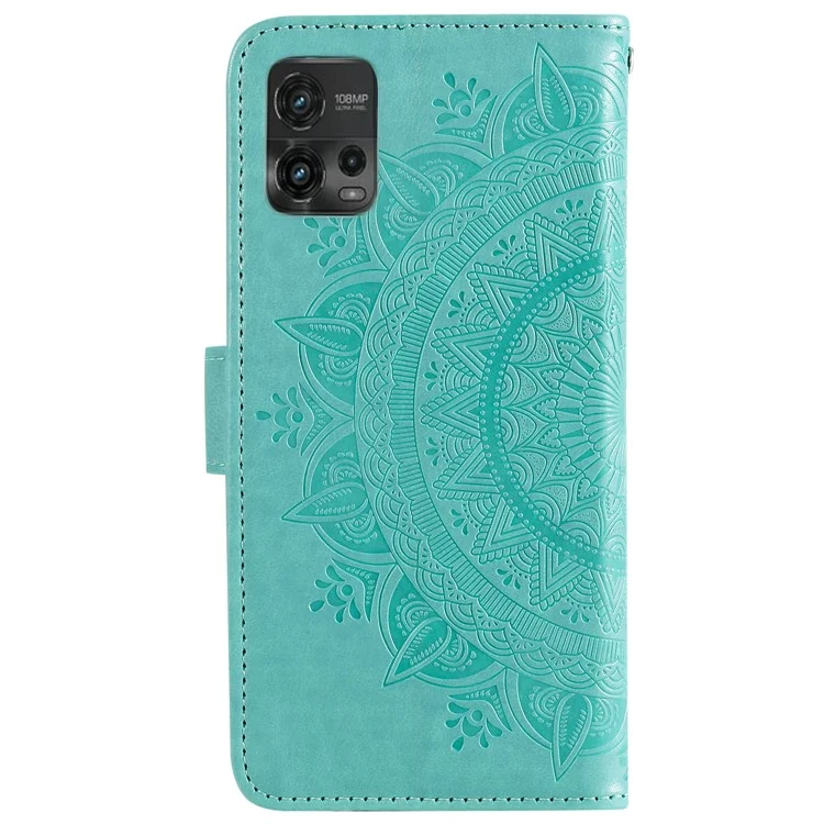 Para Motorola Moto G72 4G Capa de Telefone à Prova de Choque Impresso Padrão de Flor de Mandala Suporte de Telefone Carteira - Verde