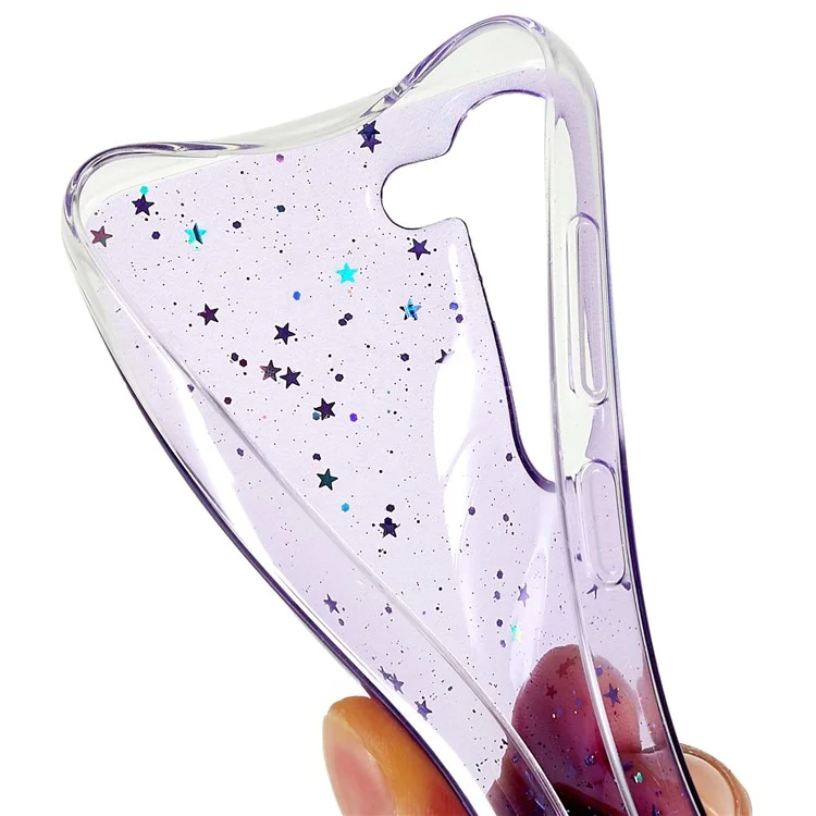Pour Samsung Galaxy S22+ 5G Starry Sky Sparkle Epoxy Phone Case Shockproof Soft TPU Protective Back Cover - Violet