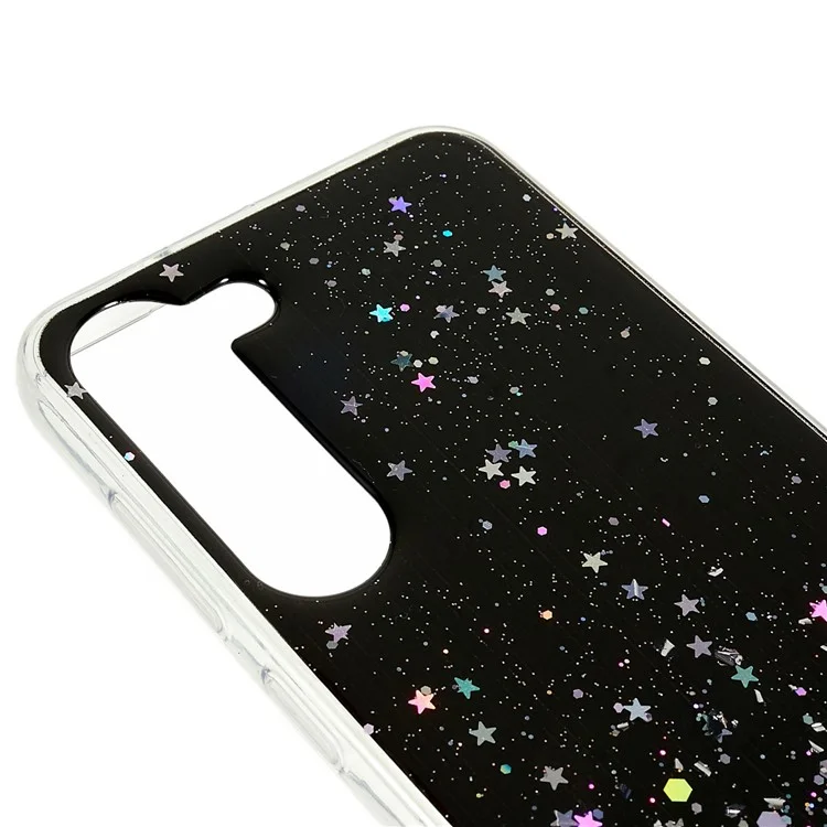 Pour Samsung Galaxy S23+ Starry Sky Sparkle Epoxy Phone Case Shockproof TPU Protective Back Cover - Noir