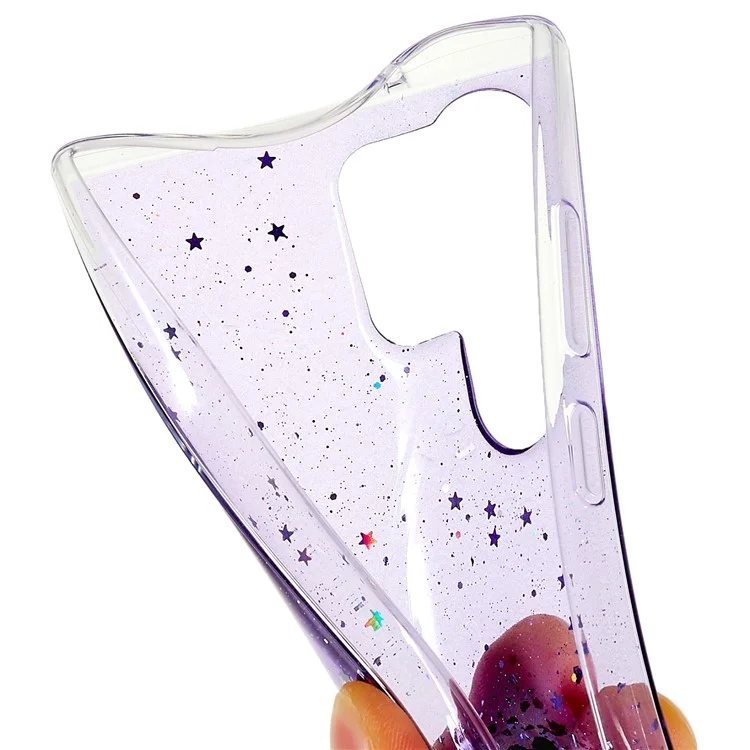 Per Samsung Galaxy S22 Ultra 5G Back Cover, Starry Sky Sparkle Epoxy Phone Case Soft TPU Protective Shell - Viola