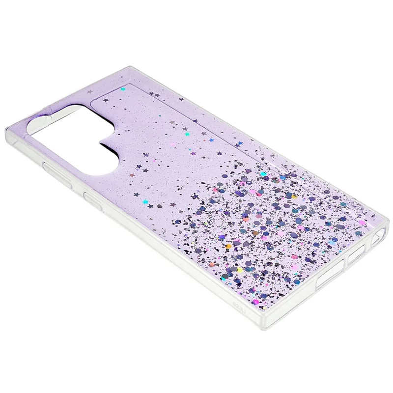 For Samsung Galaxy S23 Ultra Fall-proof Back Cover, Starry Sky Sparkle Epoxy Phone Case Soft TPU Protective Shell - Purple
