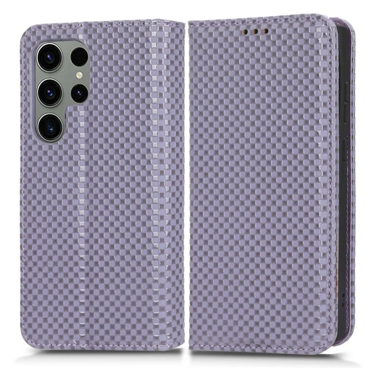 Étui en cuir texturé pour Samsung Galaxy S23 Ultra Wallet Phone Case Folio Flip Cover avec support - Violet clair