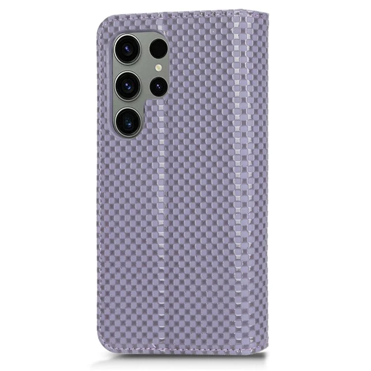 Étui en cuir texturé pour Samsung Galaxy S23 Ultra Wallet Phone Case Folio Flip Cover avec support - Violet clair