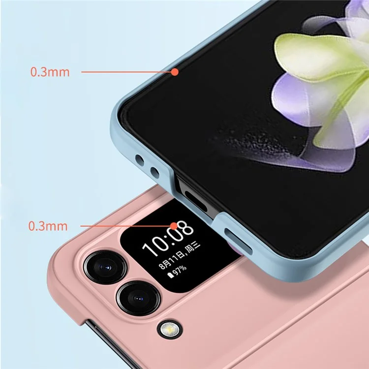 Чехол для складного телефона Skin-touch для Samsung Galaxy Z Flip4 5G, жесткий чехол из ПК с рифленой поверхностью - синий