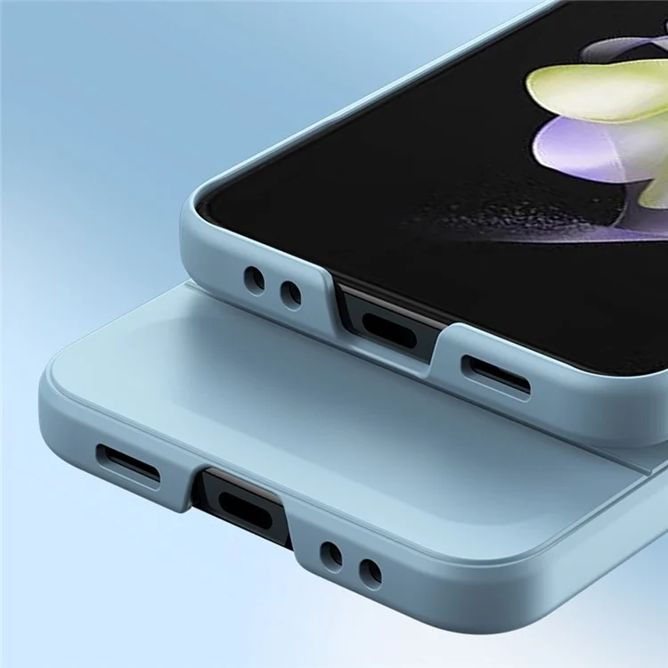 Чехол для складного телефона Skin-touch для Samsung Galaxy Z Flip4 5G, жесткий чехол из ПК с рифленой поверхностью - синий