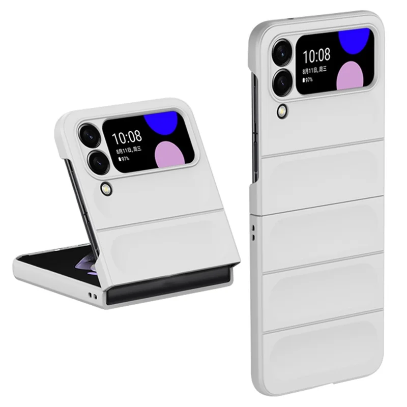 Skin-touch Folding Phone Case for Samsung Galaxy Z Flip4 5G, Hard PC Back Rugged Phone Cover - White