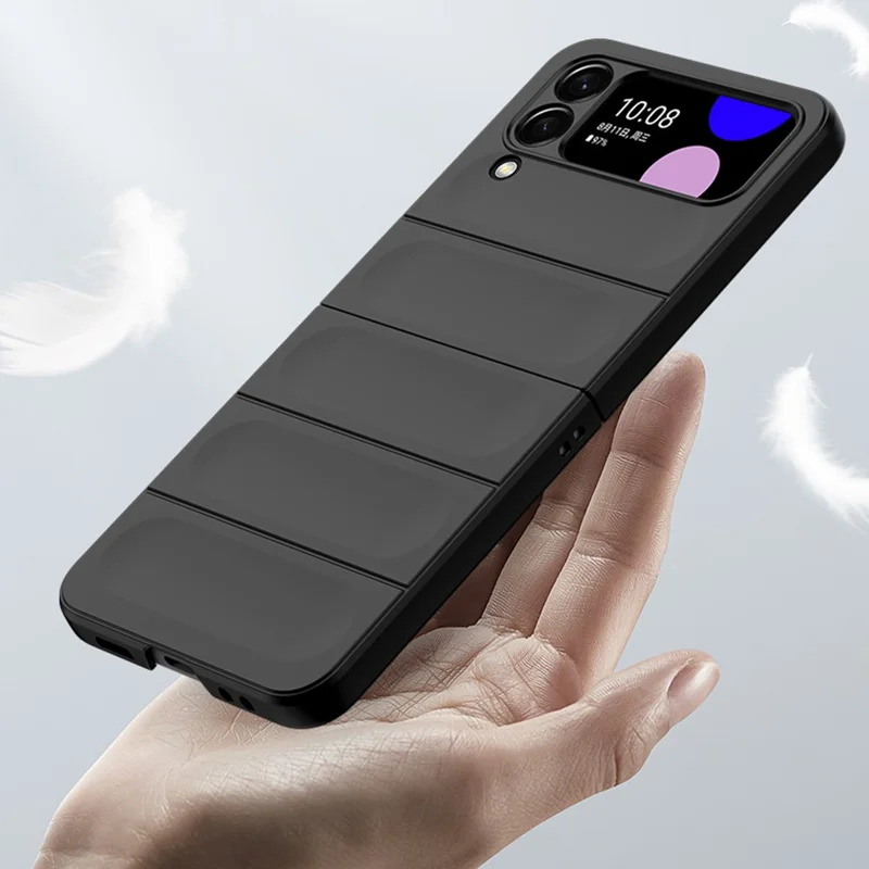 Skin-touch Folding Phone Case for Samsung Galaxy Z Flip4 5G, Hard PC Back Rugged Phone Cover - White