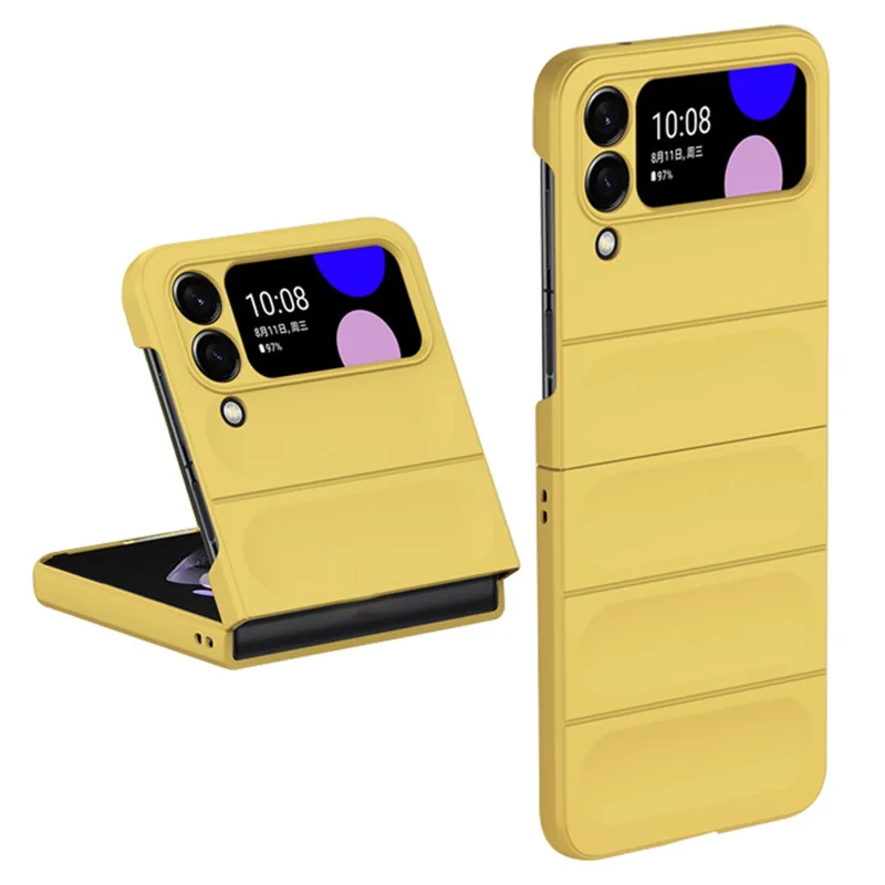 Skin-touch Folding Phone Case for Samsung Galaxy Z Flip4 5G, Hard PC Back Rugged Phone Cover - Yellow