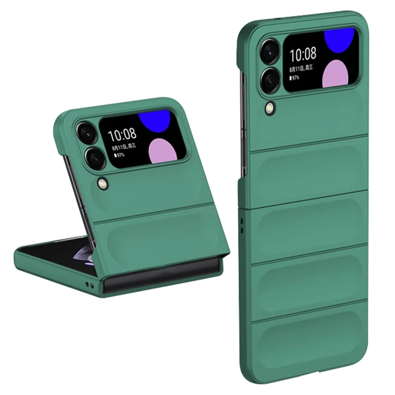 Skin-touch Folding Phone Case for Samsung Galaxy Z Flip4 5G, Hard PC Back Rugged Phone Cover - Green