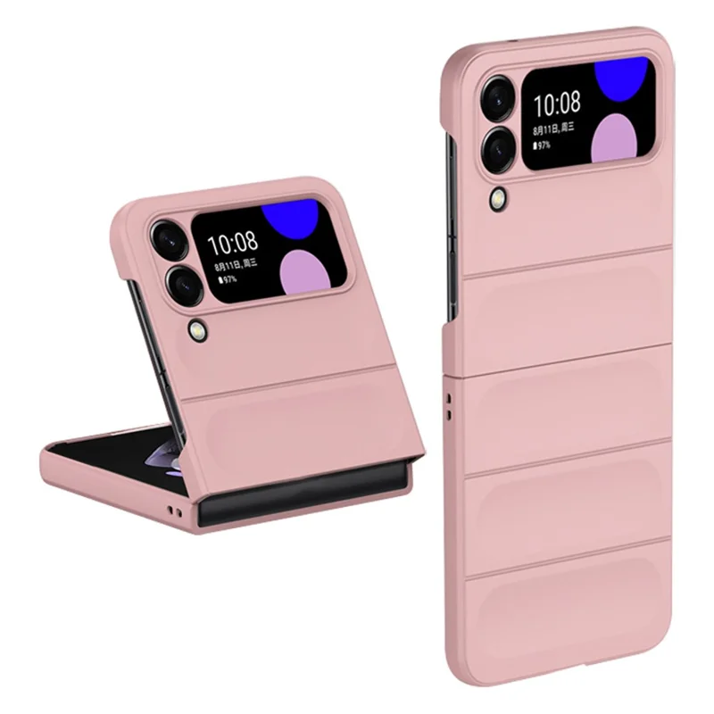 Skin-touch Folding Phone Case for Samsung Galaxy Z Flip4 5G, Hard PC Back Rugged Phone Cover - Pink