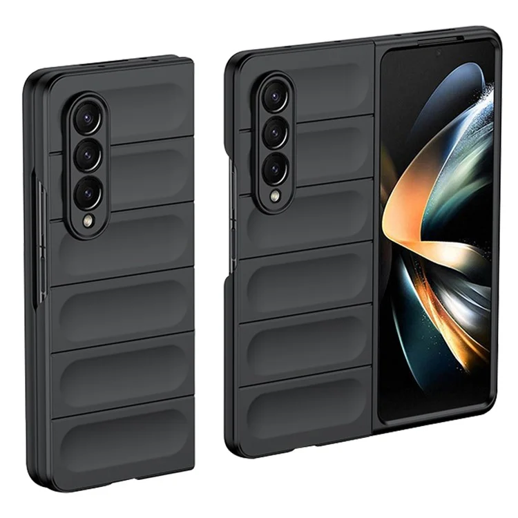 Pour Samsung Galaxy Z Fold3 5G Étui de protection en PC rigide avec toucher de peau Coque antichoc Étui de téléphone robuste - Noir