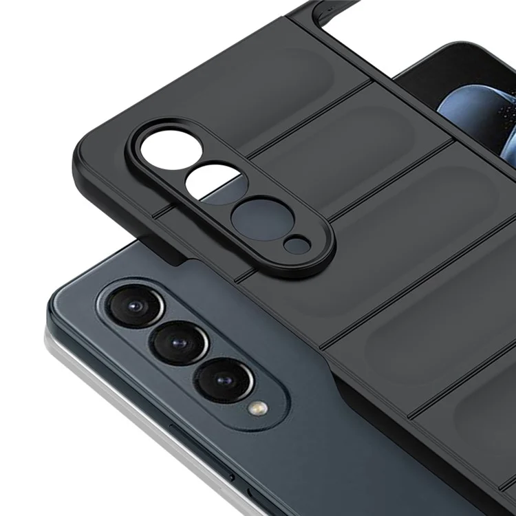 Pour Samsung Galaxy Z Fold3 5G Étui de protection en PC rigide avec toucher de peau Coque antichoc Étui de téléphone robuste - Noir