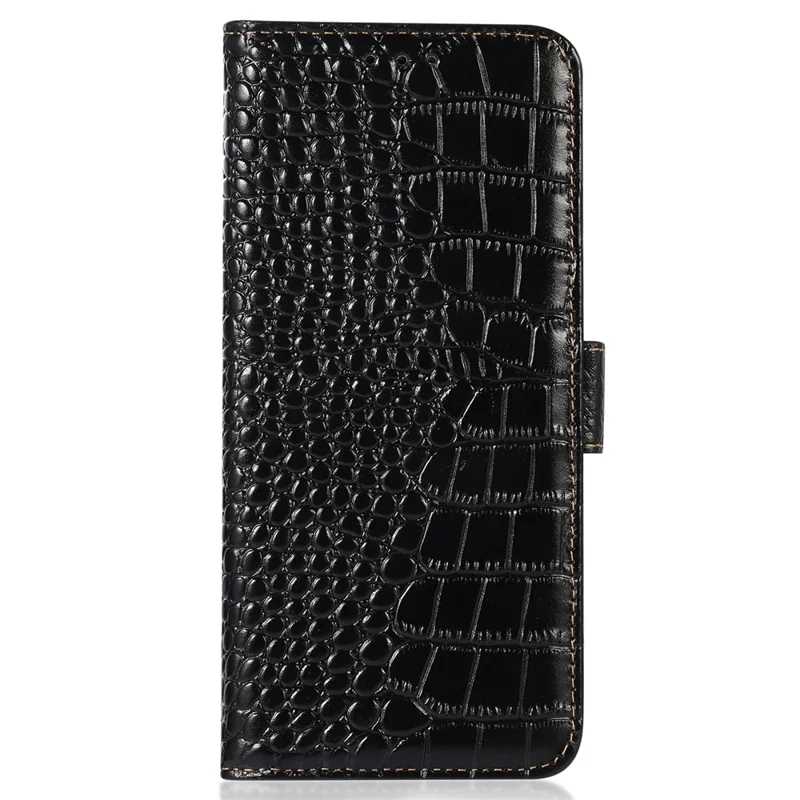 Custodia in pelle per Motorola Moto G53 5G, con texture in coccodrillo, blocco RFID, antigraffio e antiurto, portafoglio con supporto - Nero