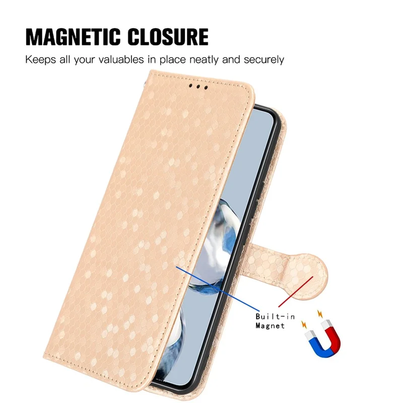 For TCL 40 SE Wrist Strap Phone Shell Dot Pattern Imprinted Phone Cover PU Leather Shockproof Wallet Stand Case - Silver