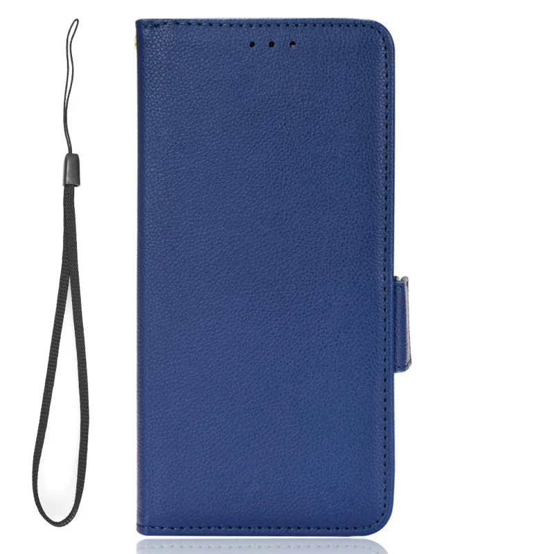 Cell Phone Case for Blackview A52 4G / A52 Pro 4G Litchi Texture Shockproof Flip Leather Phone Cover with Wallet Stand - Dark Blue