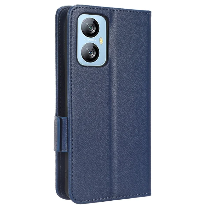 Cell Phone Case for Blackview A52 4G / A52 Pro 4G Litchi Texture Shockproof Flip Leather Phone Cover with Wallet Stand - Dark Blue