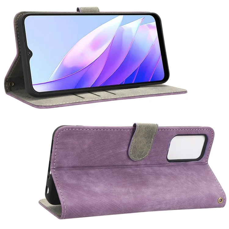 For Blackview A52 4G / A52 Pro 4G Phone Stand Case RFID Blocking PU Leather Magnetic Mobile Phone Cover Wallet - Purple