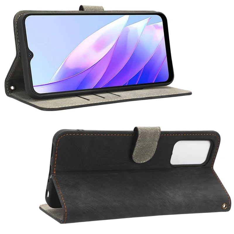 Capa com Suporte para Telemóvel For Blackview A52 4G / A52 Pro 4G, Capa Magnética em Pele Sintética com Bloqueio RFID e Carteira - Preto