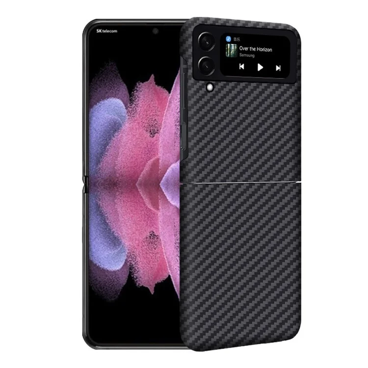 Para Samsung Galaxy Z Flip4 5G Textura de Fibra de Carbono Fibra de Aramida Capa Traseira Antiimpacto Capa de Telefone Ultra Fina