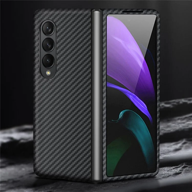 For Samsung Galaxy Z Fold4 5G Shockproof Carbon Fiber Texture Aramid Fiber Back Case Ultra Slim Phone Cover