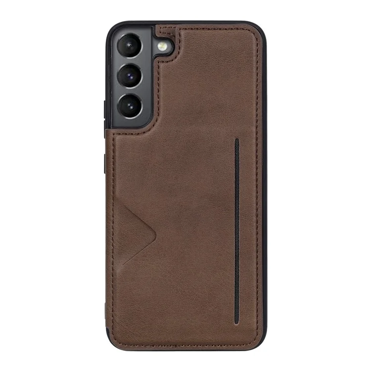 HANMAN Mika Series Pour Samsung Galaxy S23 Étui de protection en TPU enduit de cuir PU Fentes pour cartes magnétiques Design Housse de téléphone portable - Marron