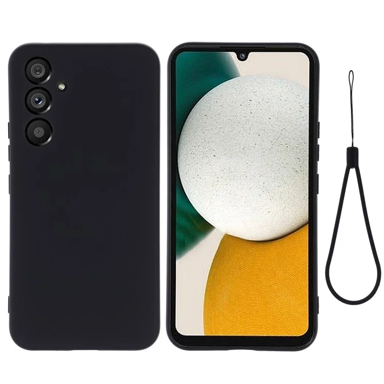 Pour Samsung Galaxy A34 5G Protège-écran anti-rayures en silicone liquide Coque de téléphone portable Protecteur avec dragonne - Noir