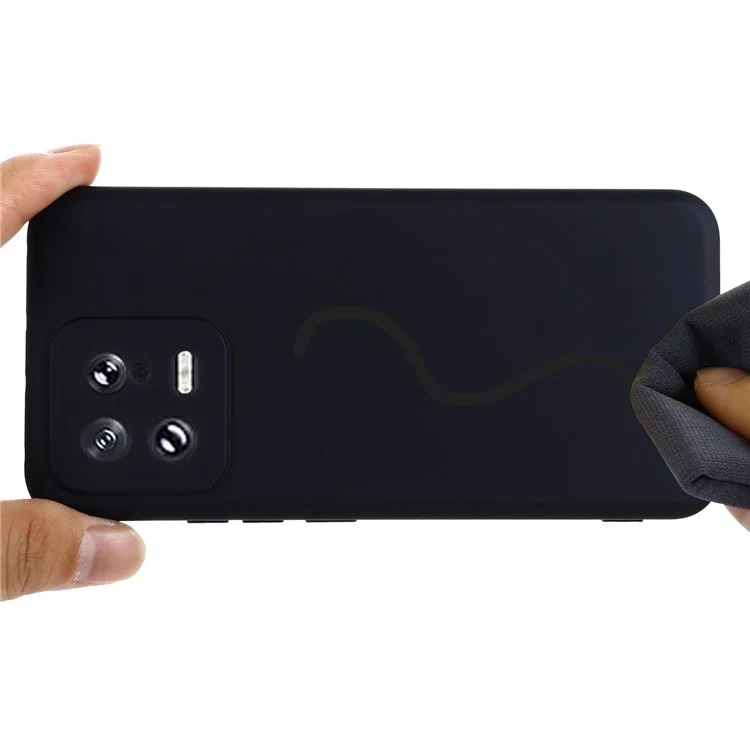 Для Xiaomi 13 5G противоударный жидкий силиконовый чехол Сотовый телефон Крышка Защитник со шнурком - Черный