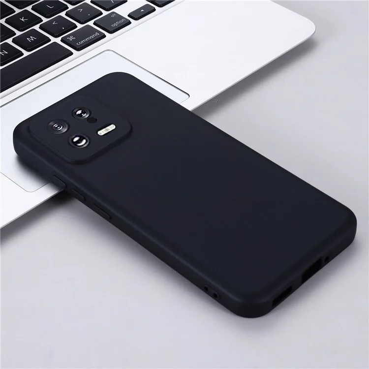 Для Xiaomi 13 5G противоударный жидкий силиконовый чехол Сотовый телефон Крышка Защитник со шнурком - Черный