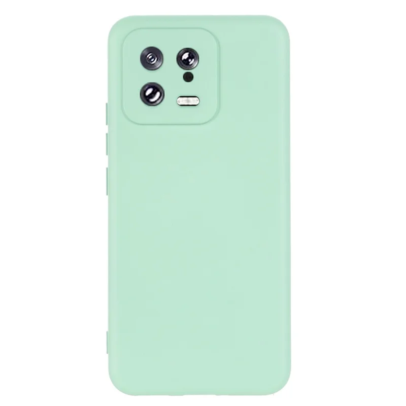 For Xiaomi 13 5G Shockproof Liquid Silicone Case Cell Phone Cover Protector with Strap - Green