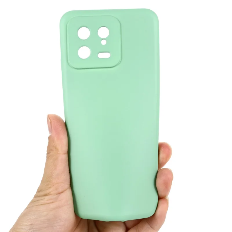 For Xiaomi 13 5G Shockproof Liquid Silicone Case Cell Phone Cover Protector with Strap - Green