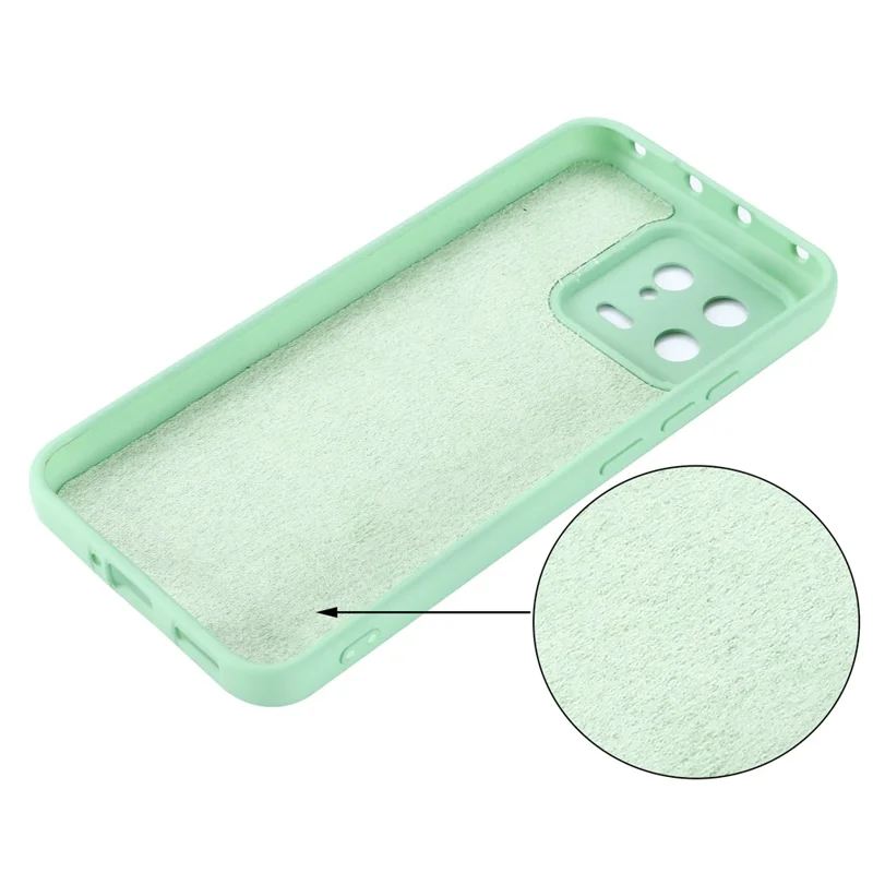 For Xiaomi 13 5G Shockproof Liquid Silicone Case Cell Phone Cover Protector with Strap - Green