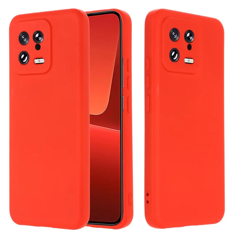 Obudowa z płynnego silikonu odporna na wstrząsy dla Xiaomi 13 5G, etui na telefon z paskiem - czerwone