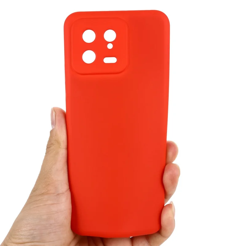 Obudowa z płynnego silikonu odporna na wstrząsy dla Xiaomi 13 5G, etui na telefon z paskiem - czerwone