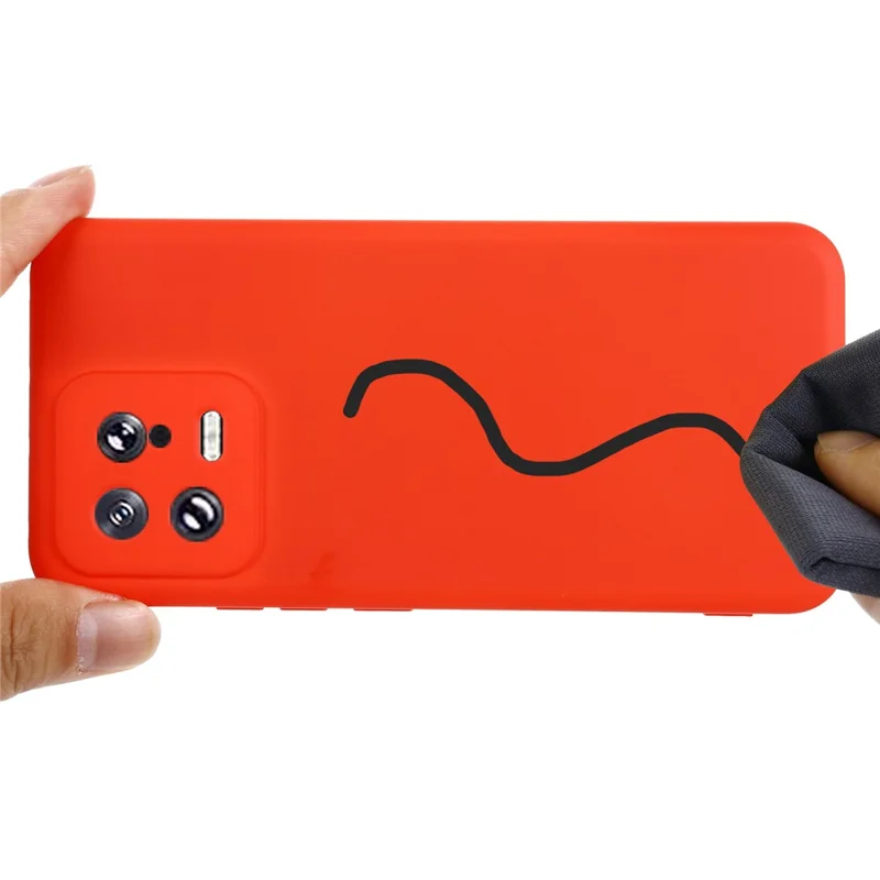 Obudowa z płynnego silikonu odporna na wstrząsy dla Xiaomi 13 5G, etui na telefon z paskiem - czerwone