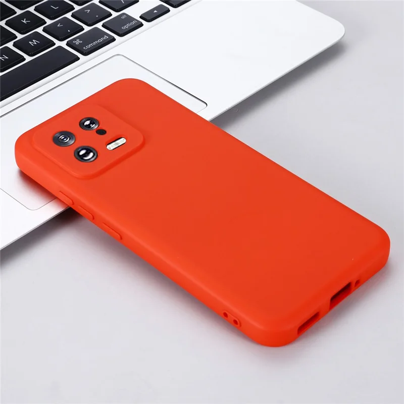 Obudowa z płynnego silikonu odporna na wstrząsy dla Xiaomi 13 5G, etui na telefon z paskiem - czerwone