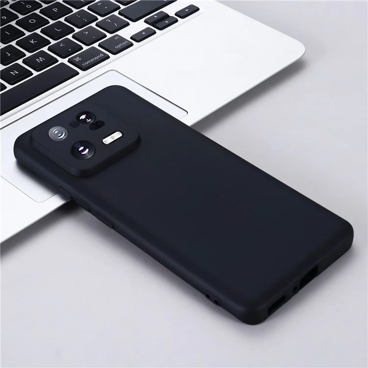 For Xiaomi 13 Pro 5G Drop Resistant Liquid Silicone Case Cell Phone Cover Protector with Strap - Black