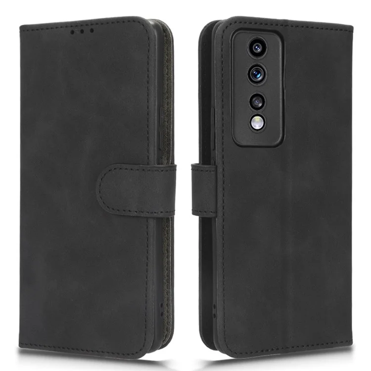 Coque Flip Shell pour Honor 80 GT 5G Peau tactile Étui en cuir PU Portefeuille Support Housse de téléphone mobile - Noir