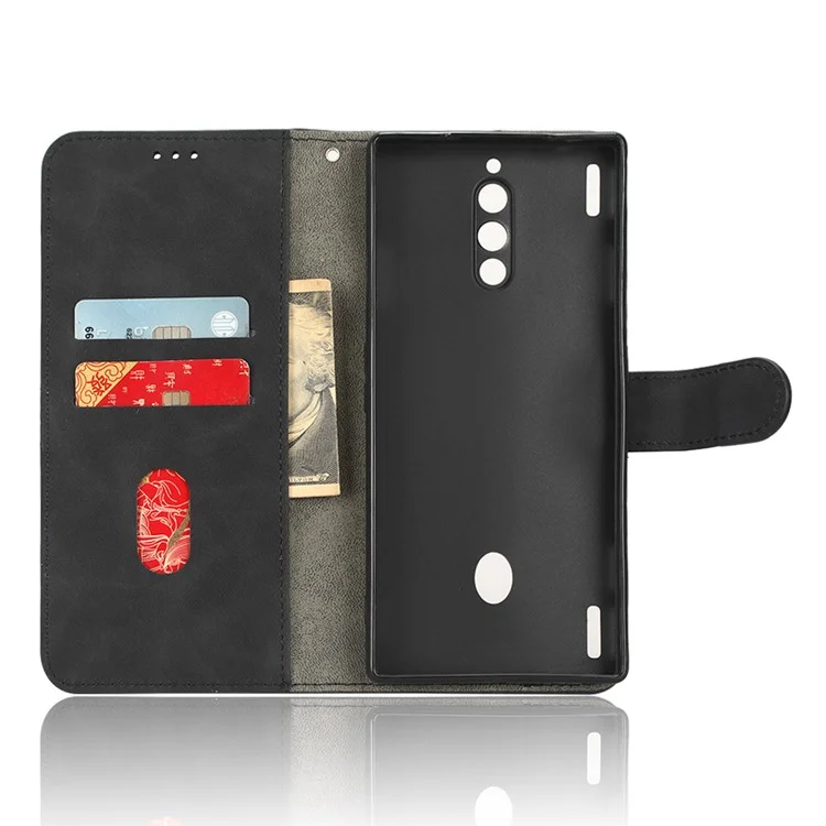 For ZTE nubia Red Magic 8 Pro 5G Skin-touch PU Phone Leather Case Wallet Stand Cell Phone Cover - Black