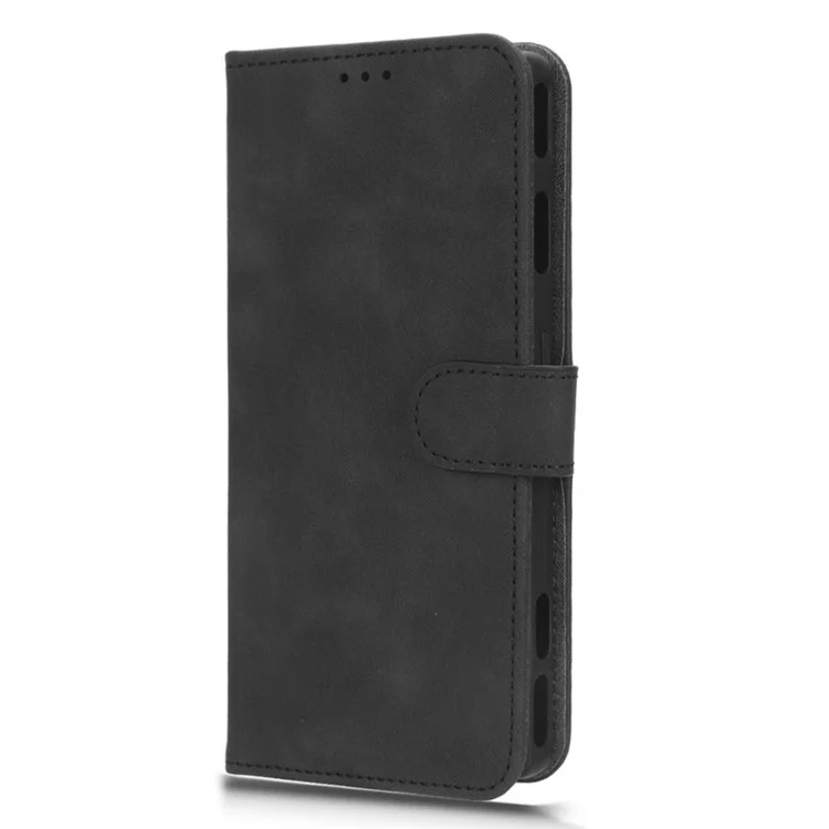 For ZTE nubia Red Magic 8 Pro 5G Skin-touch PU Phone Leather Case Wallet Stand Cell Phone Cover - Black