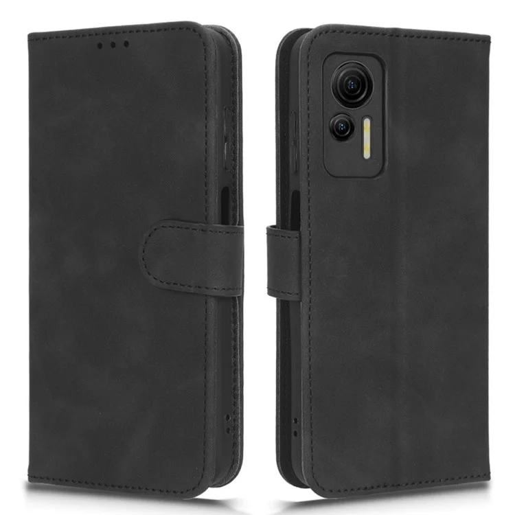For Ulefone Note 14 Skin-touch PU Phone Leather Case Wallet Stand Shockproof Cell Phone Cover - Black