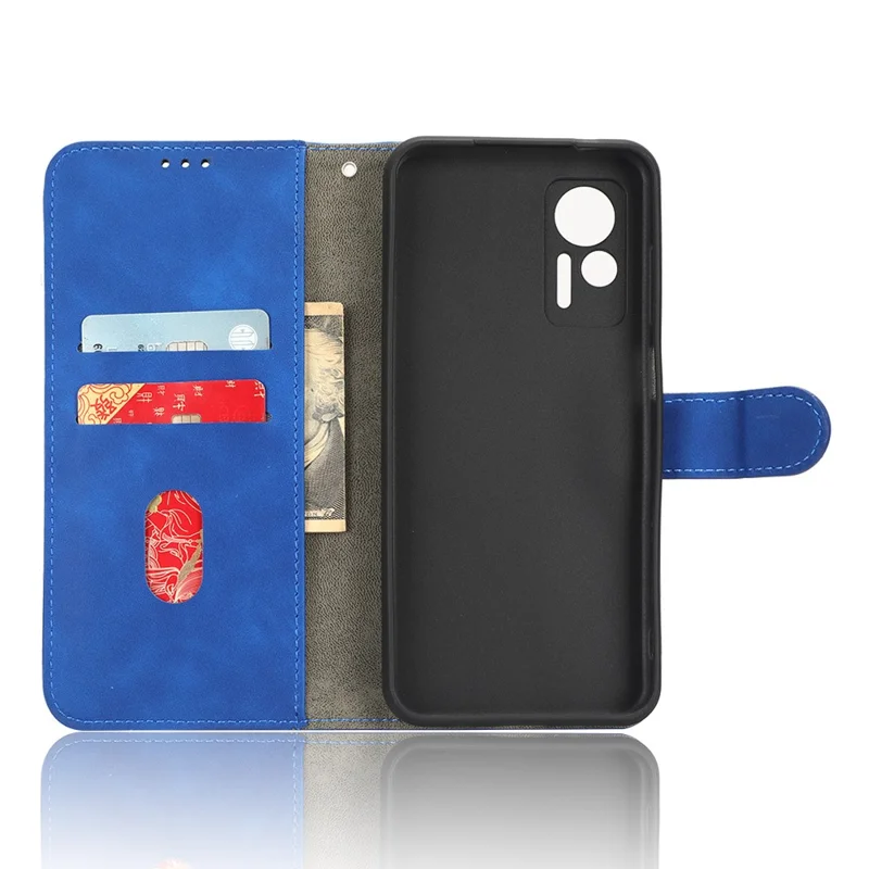 For Ulefone Note 14 Skin-touch PU Phone Leather Case Wallet Stand Shockproof Cell Phone Cover - Blue
