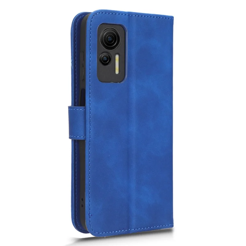 For Ulefone Note 14 Skin-touch PU Phone Leather Case Wallet Stand Shockproof Cell Phone Cover - Blue