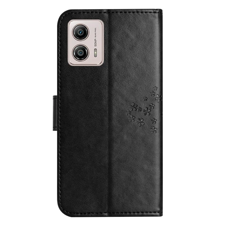 Для Motorola Moto G73 5G Owl Tree Imprinted PU Leather Stand Phone Case Drop-proof Wallet Cover - Black