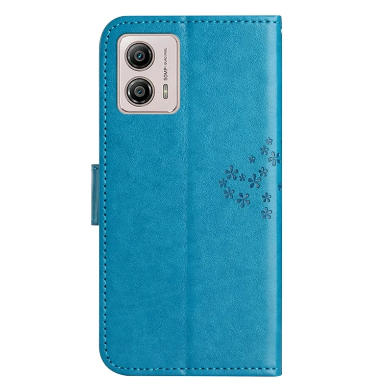 For Motorola Moto G73 5G Owl Tree Imprinted PU Leather Stand Phone Case Drop-proof Wallet Cover - Blue