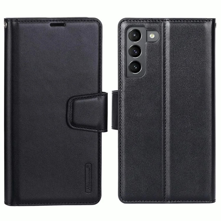 HANMAN Mill Series Phone Stand Case für Samsung Galaxy S23 PU-Leder-Geldbörse Handyhülle - Schwarz