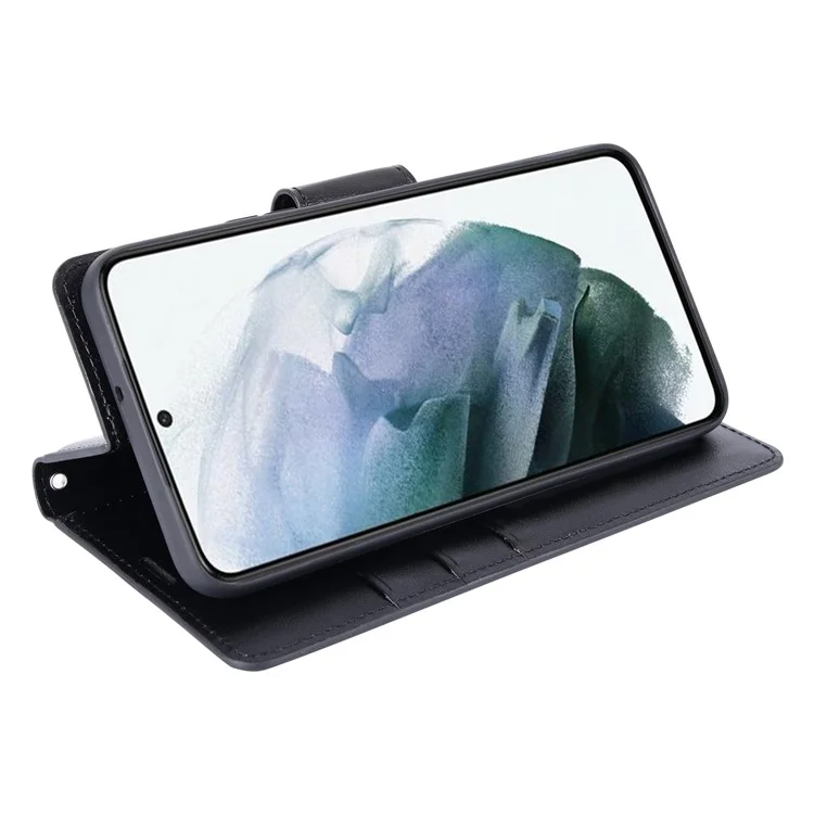 HANMAN Mill Series Phone Stand Case für Samsung Galaxy S23 PU-Leder-Geldbörse Handyhülle - Schwarz