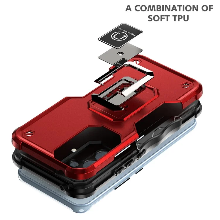 For Samsung Galaxy A54 5G Ring Holder Kickstand Phone Case PC+TPU Protective Phone Cover - Black